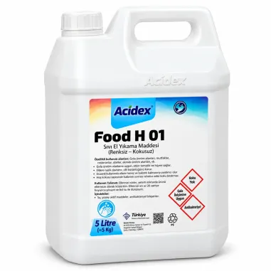 Acidex Food H01 Sıvı Sabun, Kokusuz, Gıdaya Uygun, Antibakteriyel