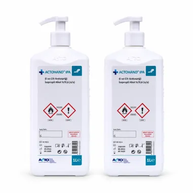 Actodermanol Plus El ve Cilt Dezenfektanı, 2 Adet 1000 ml, Alkol Bazlı, Virüsidal Etkili