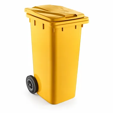 Plastik Tehlikeli Atık Konteyneri, Tekerlekli, Plastik, Sarı Renk 120 Lt