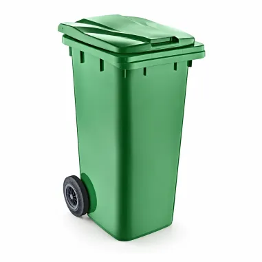 Plastik Çöp Konteyneri, Tekerlekli 120 Lt, Hacimli, Yeşil Renk